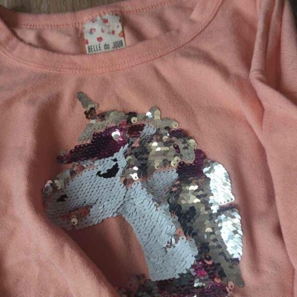 belle du jour girls youth xl long sleeve unicorn top - Picture 3 of 5